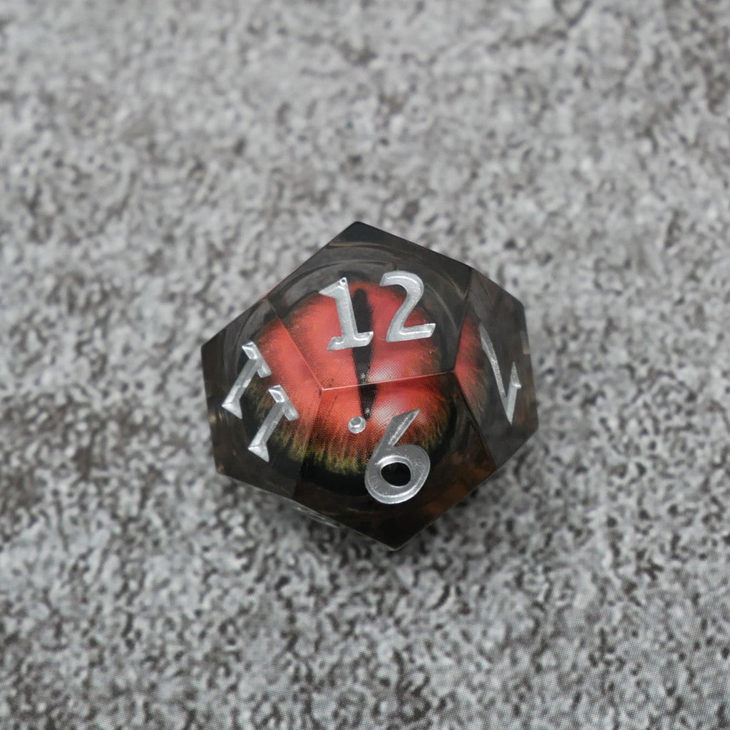 Smaug's Eye |  7 Piece Moving Eye DnD Dice Set | Acrylic RPG Gaming Dice
