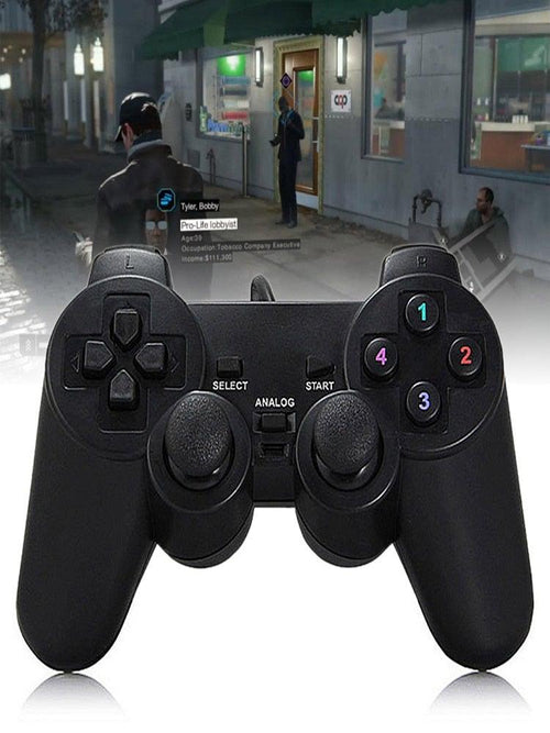 Black Solid Wired Vibration Joystick Gamepad Handle Controller Compatible With PC Laptop Computer
